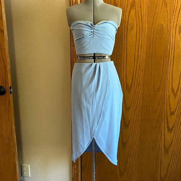 Dresses & Skirts - Blue Two Piece Skirt Crop Top Set S